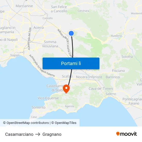 Casamarciano to Gragnano map
