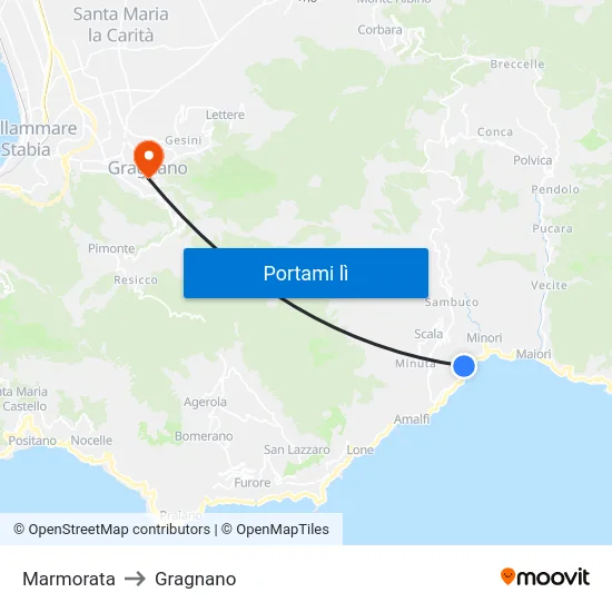 Marmorata to Gragnano map