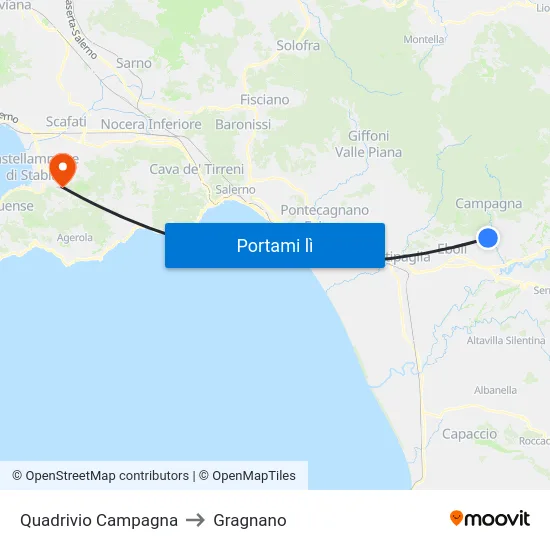 Quadrivio Campagna to Gragnano map