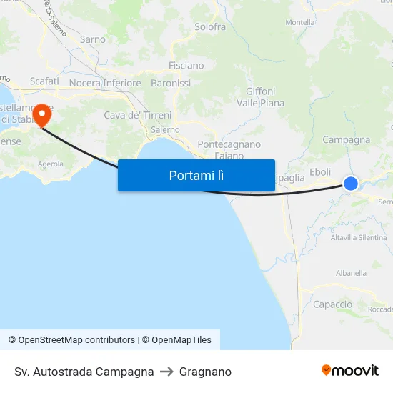 Sv. Autostrada Campagna to Gragnano map