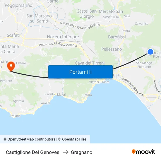 Castiglione Del Genovesi to Gragnano map