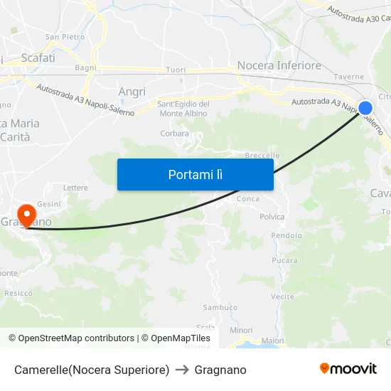 Camerelle(Nocera Superiore) to Gragnano map