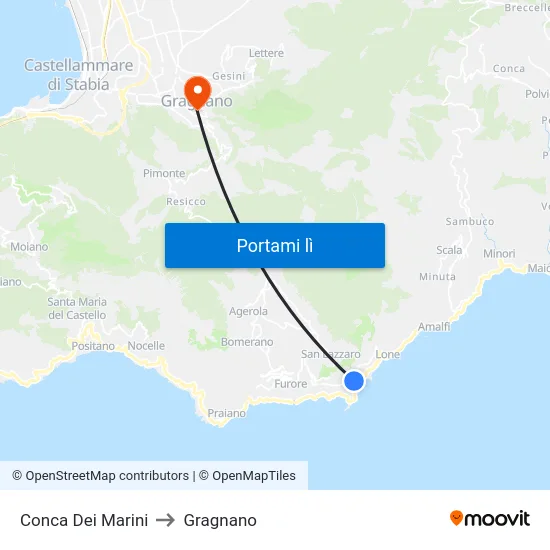 Conca Dei Marini to Gragnano map