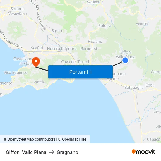 Giffoni Valle Piana to Gragnano map