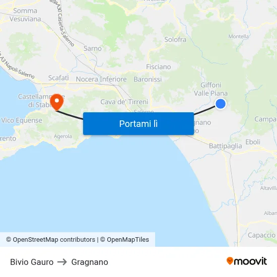 Bivio Gauro to Gragnano map