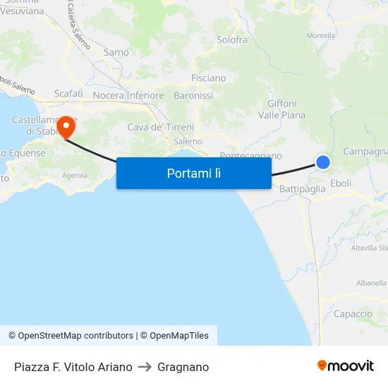 Piazza F. Vitolo Ariano to Gragnano map