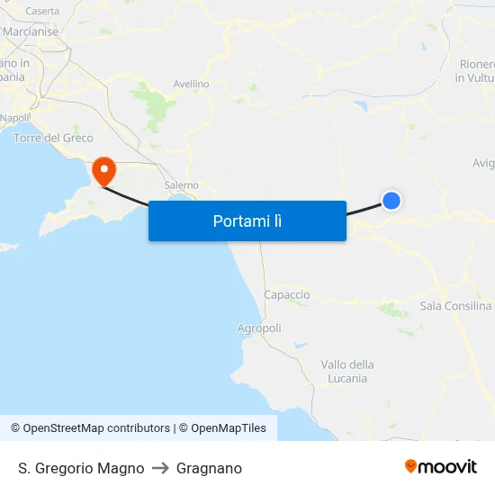 S. Gregorio Magno to Gragnano map