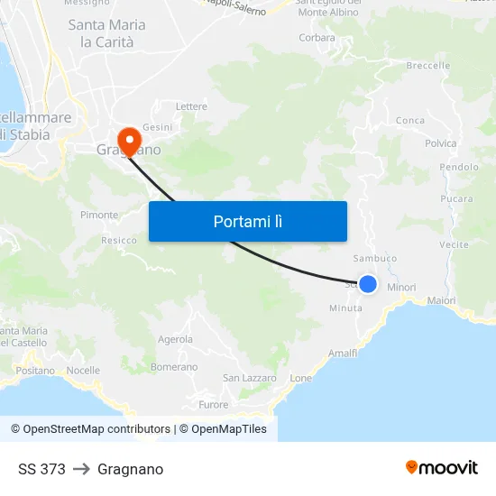 SS 373 to Gragnano map