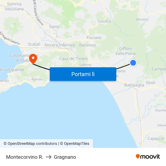 Montecorvino R. to Gragnano map