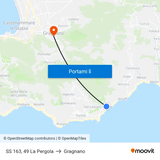 SS 163, 49 La Pergola to Gragnano map