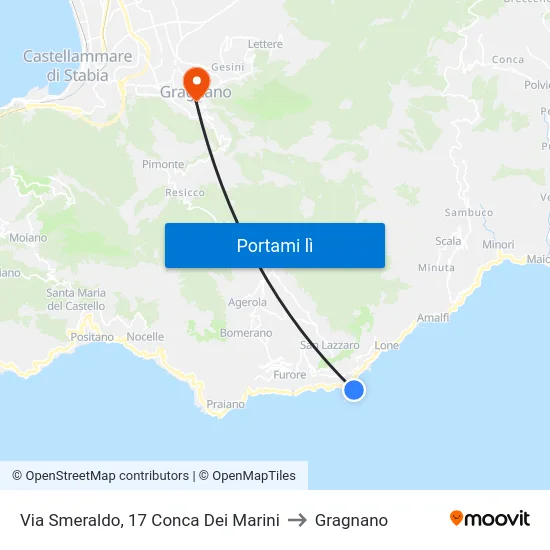 Via Smeraldo, 17 Conca Dei Marini to Gragnano map