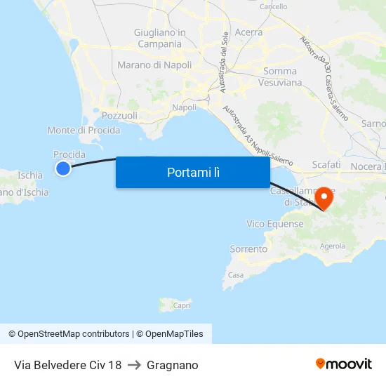 Via Belvedere Civ  18 to Gragnano map