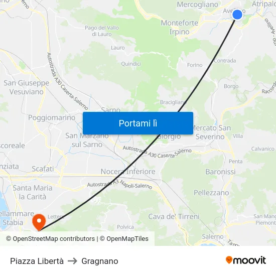 Piazza Libertà to Gragnano map