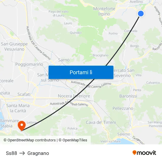Ss88 to Gragnano map