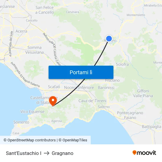 Sant'Eustachio I to Gragnano map
