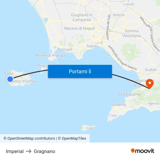 Imperial to Gragnano map