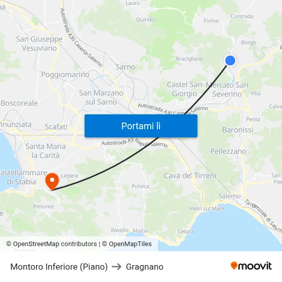 Montoro Inferiore (Piano) to Gragnano map