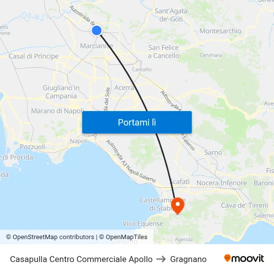 Casapulla Centro Commerciale Apollo to Gragnano map