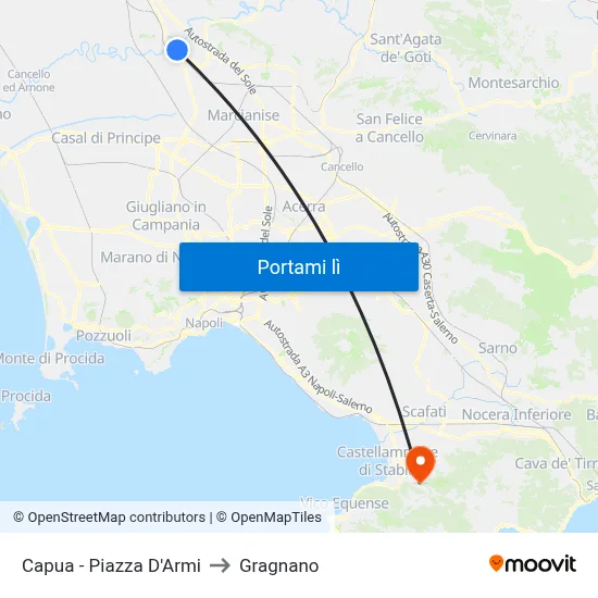 Capua - Piazza D'Armi to Gragnano map