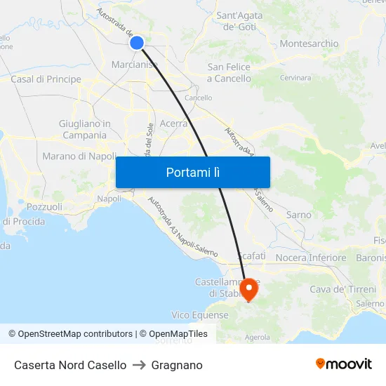 Caserta Nord Casello to Gragnano map