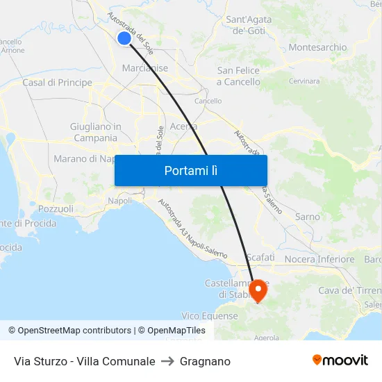 Via Sturzo - Villa Comunale to Gragnano map