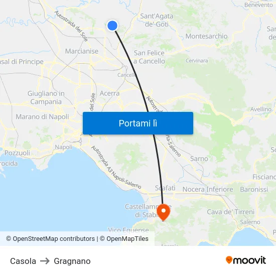 Casola to Gragnano map