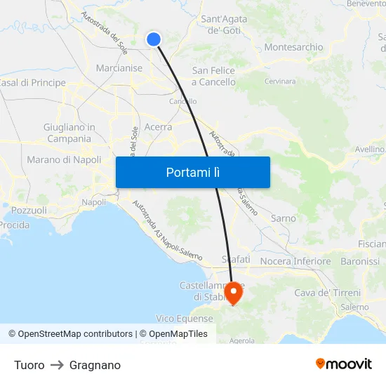 Tuoro to Gragnano map