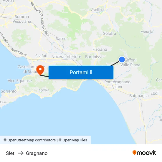 Sieti to Gragnano map