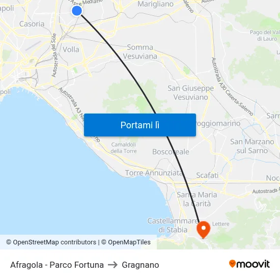 Afragola - Parco Fortuna to Gragnano map