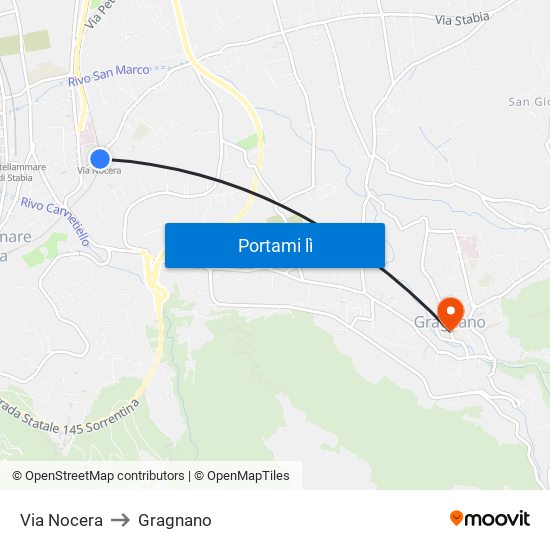 Via Nocera to Gragnano map