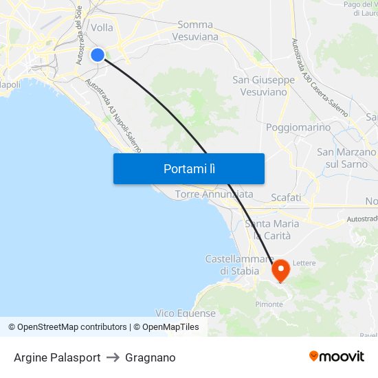 Argine Palasport to Gragnano map