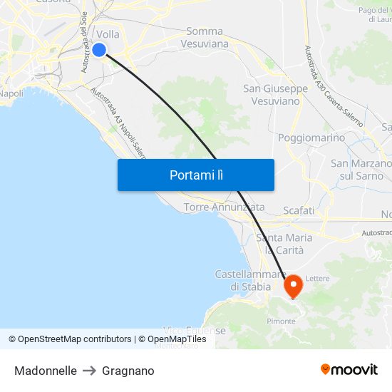 Madonnelle to Gragnano map