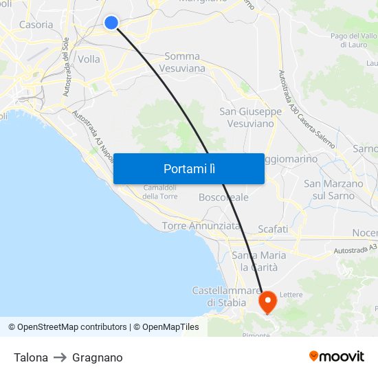 Talona to Gragnano map