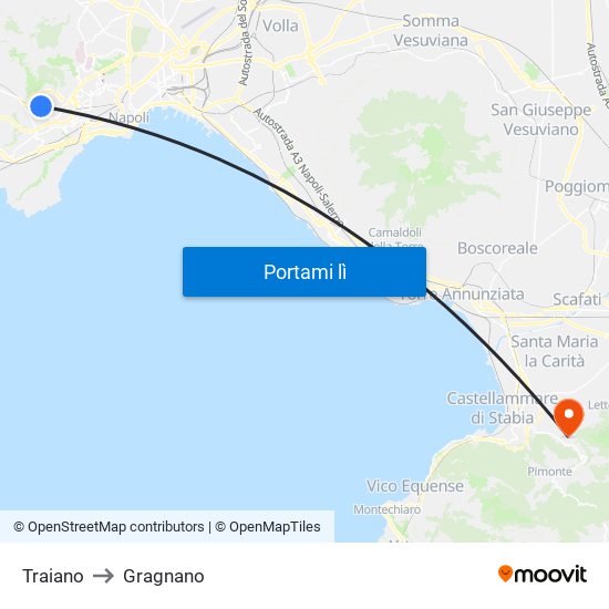 Traiano to Gragnano map