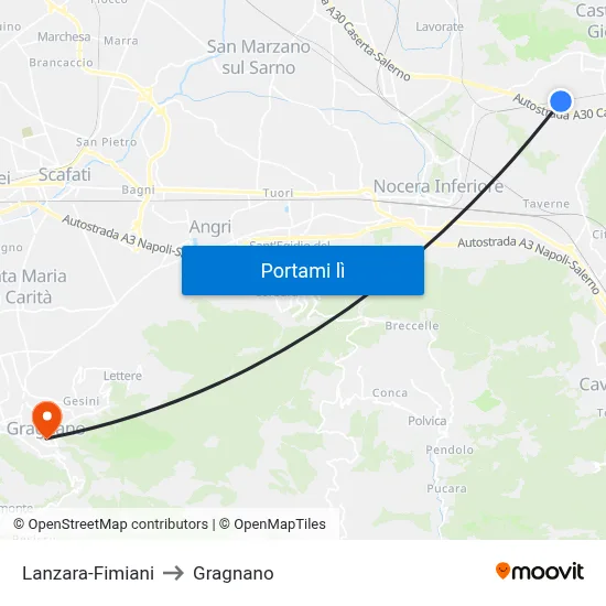 Lanzara-Fimiani to Gragnano map
