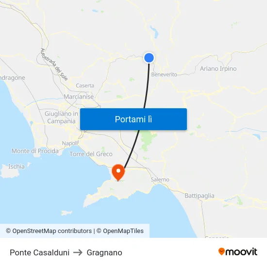 Ponte Casalduni to Gragnano map