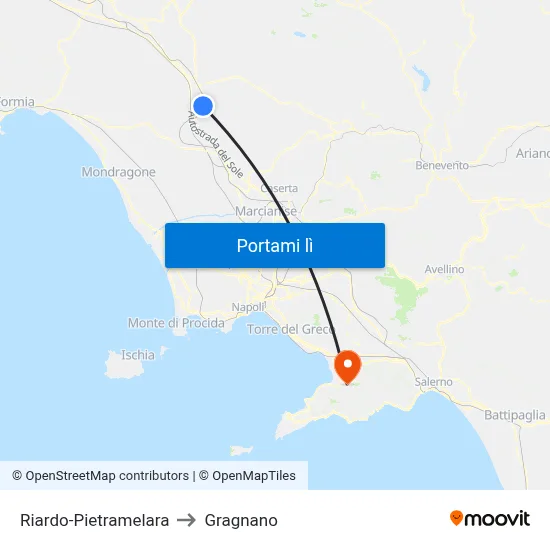 Riardo-Pietramelara to Gragnano map