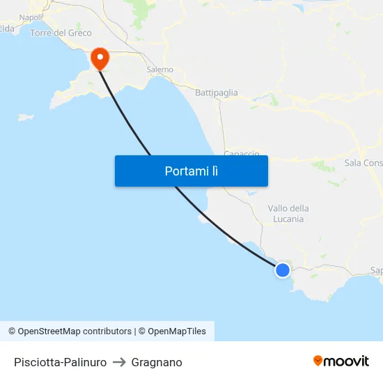 Pisciotta-Palinuro to Gragnano map
