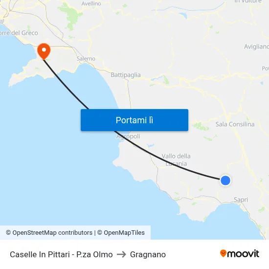 Caselle In Pittari - P.za Olmo to Gragnano map