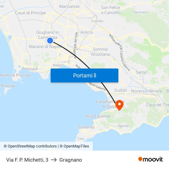 Via F. P. Michetti, 3 to Gragnano map