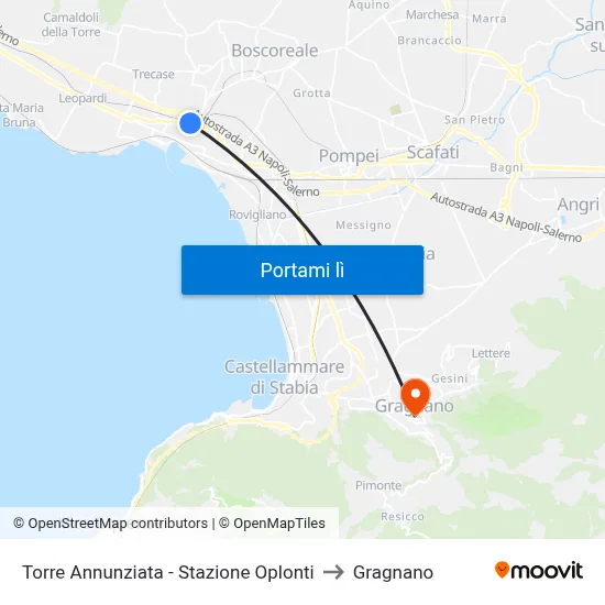 Torre Annunziata - Stazione Oplonti to Gragnano map