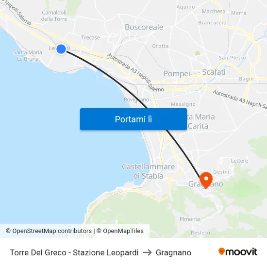 Torre Del Greco - Stazione Leopardi to Gragnano map