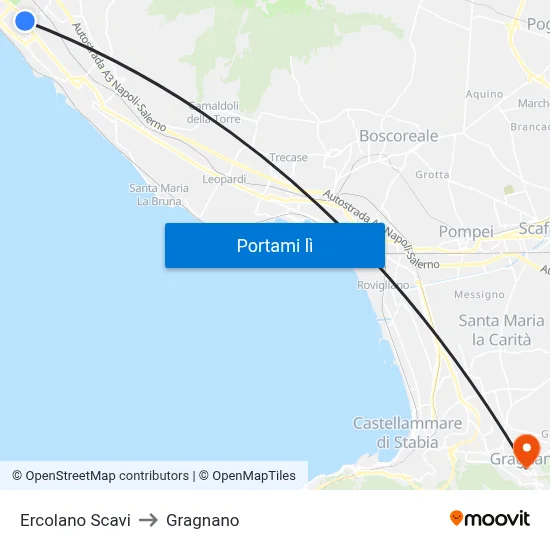 Ercolano Scavi to Gragnano map