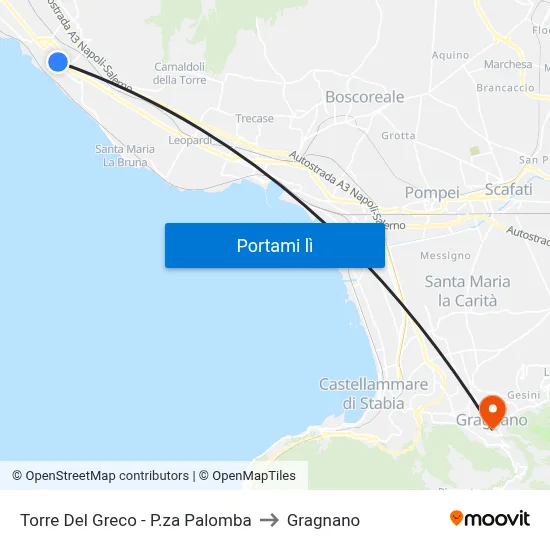 Torre Del Greco - P.za Palomba to Gragnano map