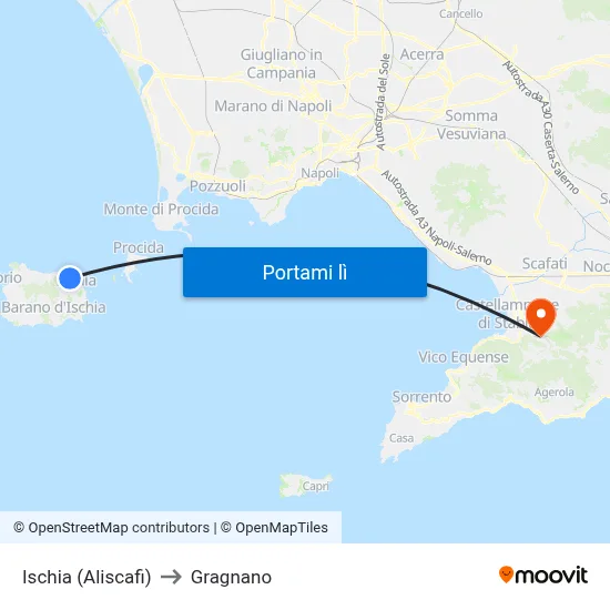 Ischia (Aliscafi) to Gragnano map