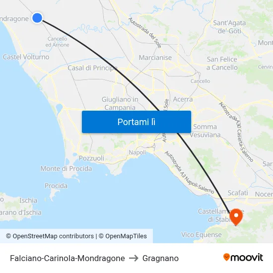 Falciano-Carinola-Mondragone to Gragnano map
