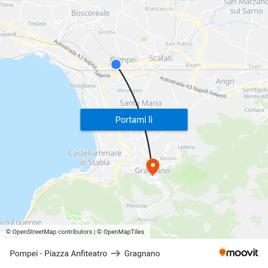 Pompei - Piazza Anfiteatro to Gragnano map