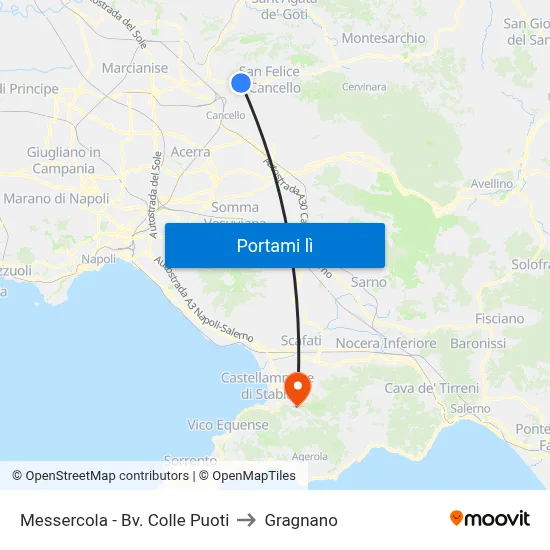 Messercola - Bv. Colle Puoti to Gragnano map