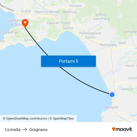 Licinella to Gragnano map