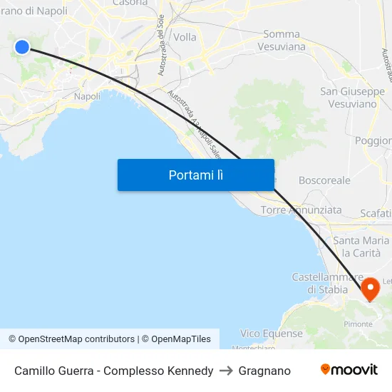 Camillo Guerra - Complesso Kennedy to Gragnano map